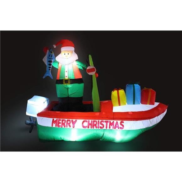 8 Ft Long Inflatable Santa Claus on a Fishing Boat - Picture 5 of 5